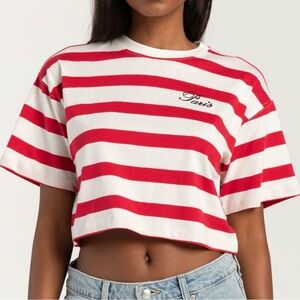 Women’s Crop Top Full Tilt Paris Size XS Red And White Striped MSRP $22‎ NWT
